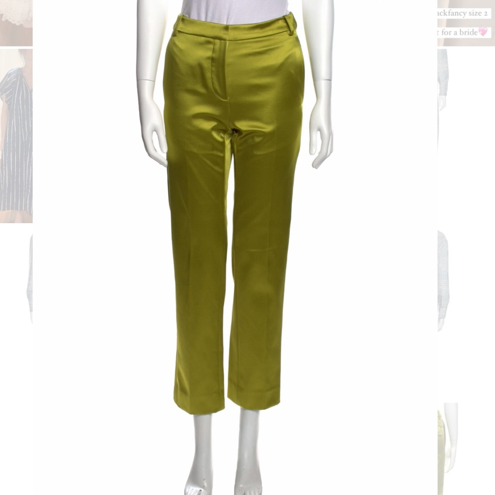 Sies Marjan chartreuse silk straight leg pants